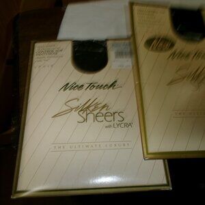 3 vtg Nice touch Silken sheers 2 black one taupe in Full figure x 20 denier lyrc